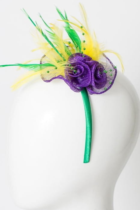 8-155 Mardi Gras Feather Headband