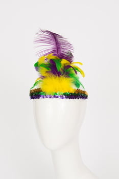 20-358 Sequin Headband w Feathers
