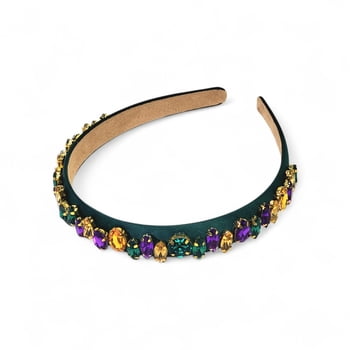 Narrow Green Headband w PGG Rhinestones