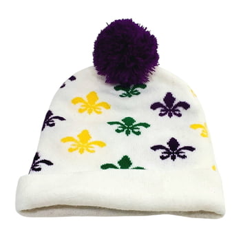 White Knit Hat w PGG Fleur de LIs