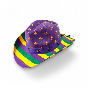 PGG Stripe Cowboy Hat w Fleur De Lis