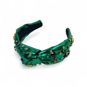 Green Lamee Headband w PGG Beads