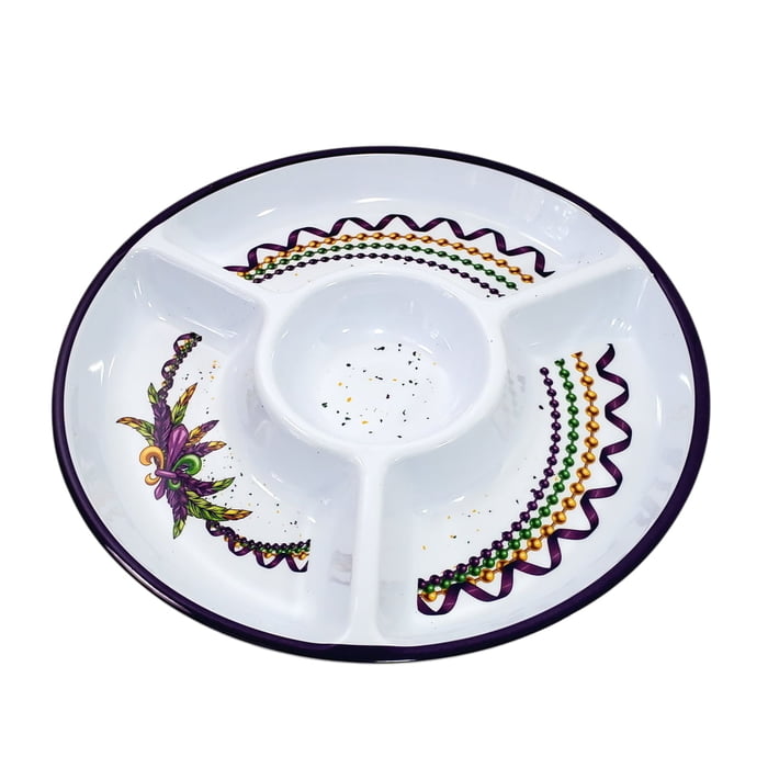 100% Melamine Beads and Feather Design Chip and Dip 13.5"