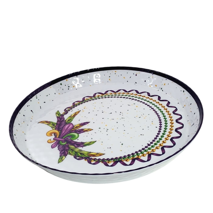 Beads and Feathers Platter 100% Melamine 13.75"