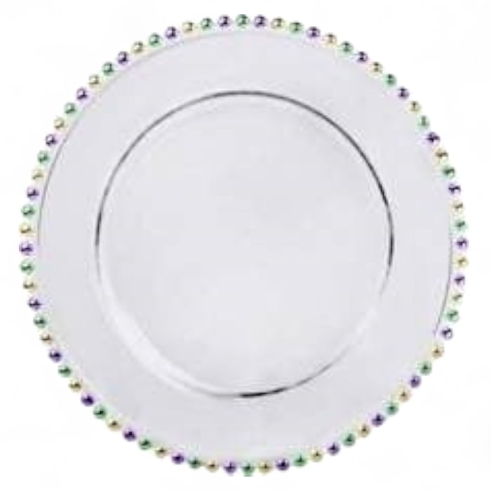NEW!! 13" Clear Beaded Charger Plate w PGG Beads