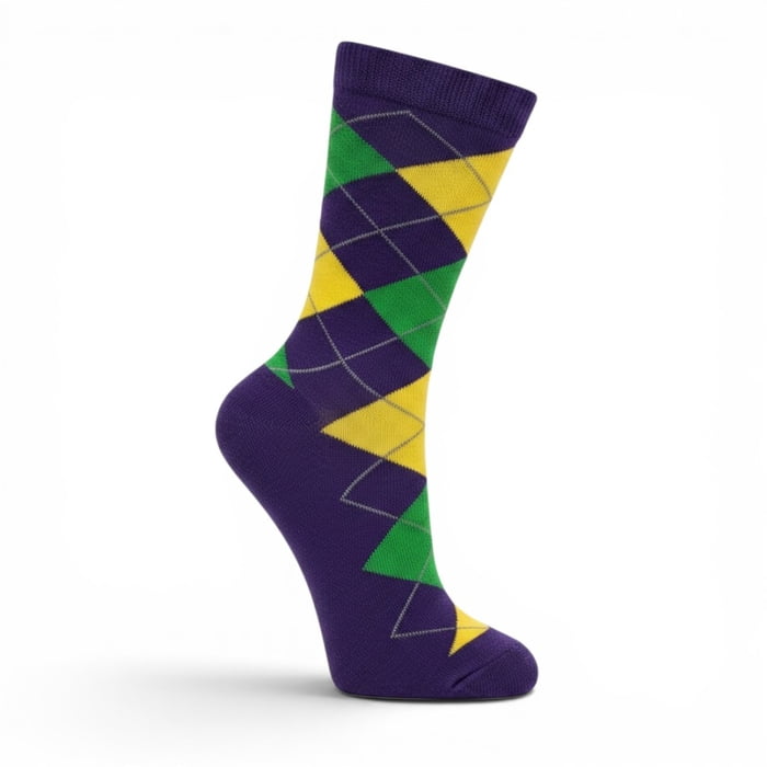 Mardi Gras Argyle Socks Unisex (Fall 2026 shipping)
