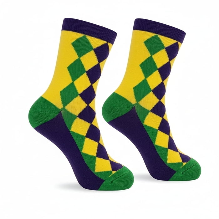 Mardi Gras Sock in Diamond Pattern