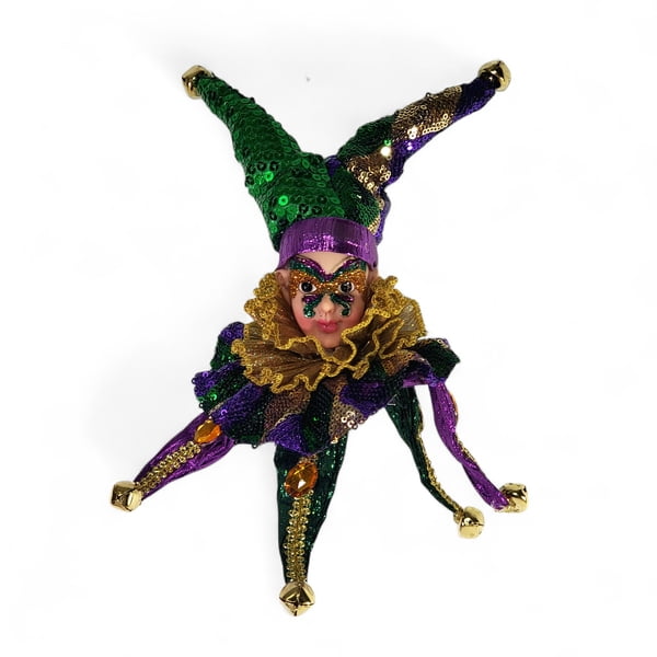 12" Mardi Gras Hanging Jester Head Ornament