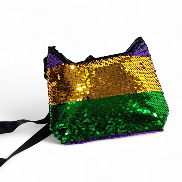 8" x 8" Sequin Fanny Pack with Stripes