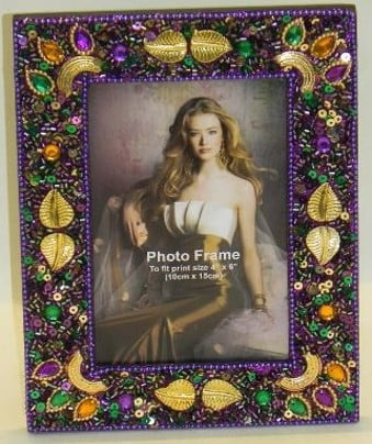 Purple Palm Leaves Jeweled Frame 4" x 6"
