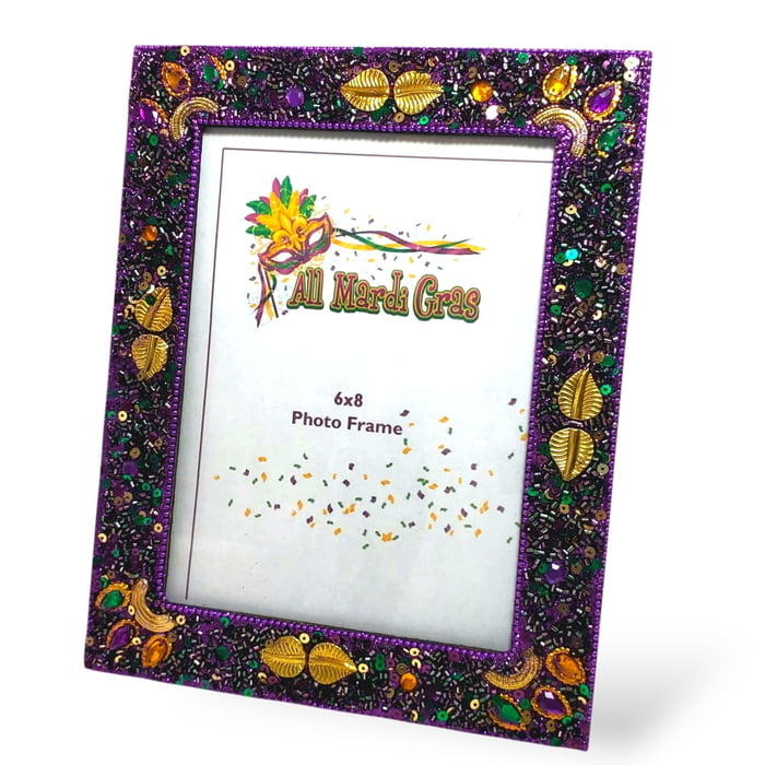 Purple Palm Leaves Jeweled Frame 4" x 6"
