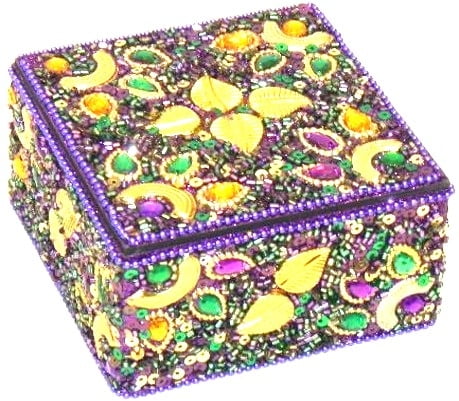 Purple Jeweled Leaves Box, 4"SQ