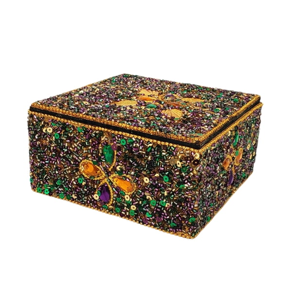 Square Gold Leaves Box 5"