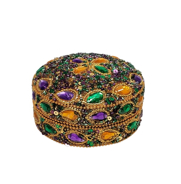 NEW!!Gold Teardrop Round Box 4"