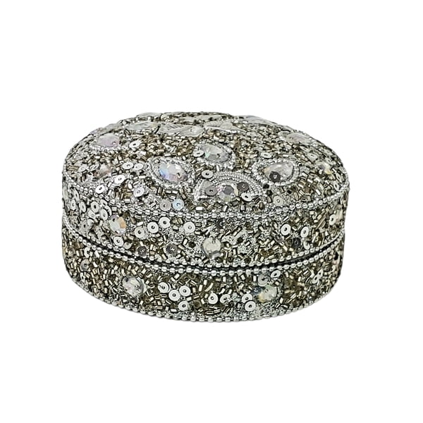 ALL Silver Teardrop Round Box 4"