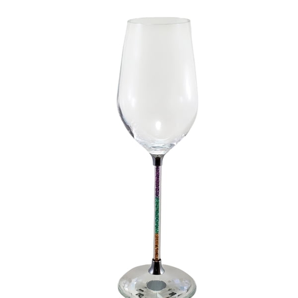 Wine Glass w PGG Crystals in Stem 8"