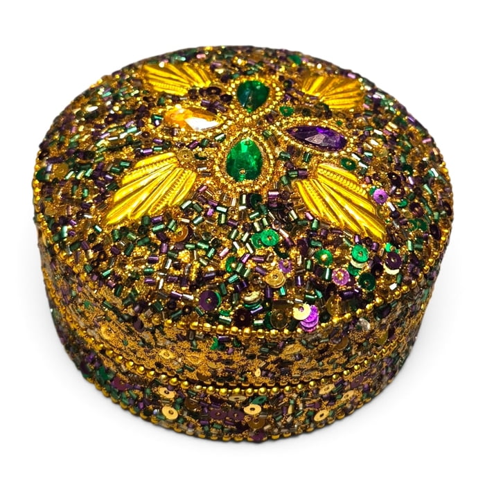 Gold Teardrop Round Box 4"