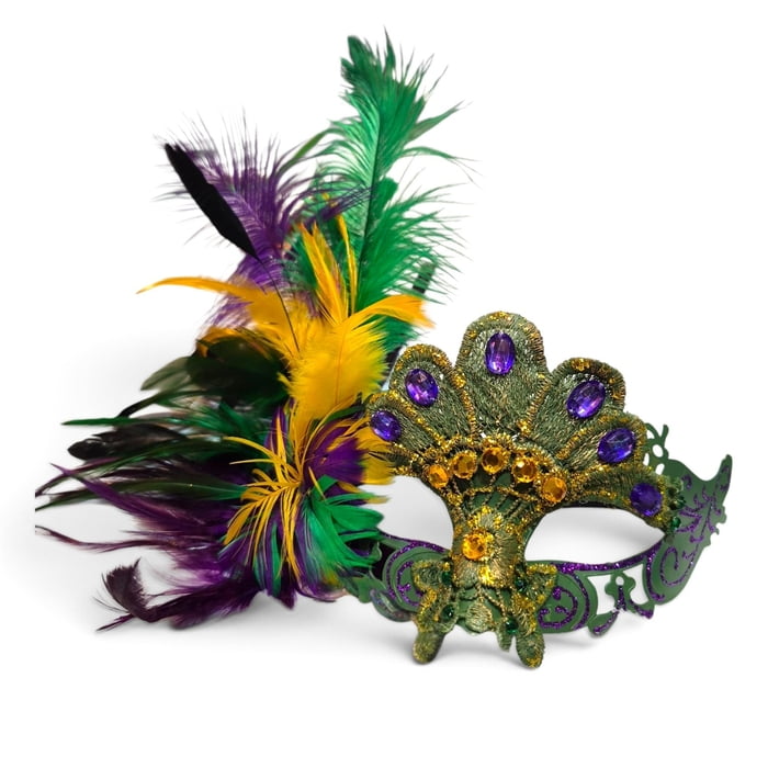 Purple Half Mask w PGG Jewels Feathers