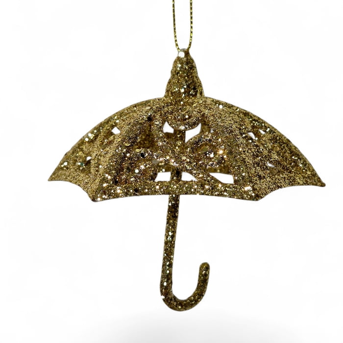 NEW!! 4.5" Gold Glitter Umbrella Ornament/Decoration
