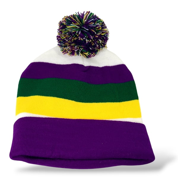 White Knit Hat w PGG Stripes