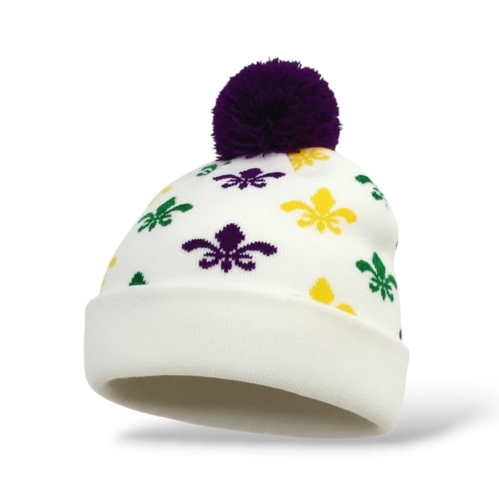 NEW!! White Knit Hat w PGG Fleur de LIs