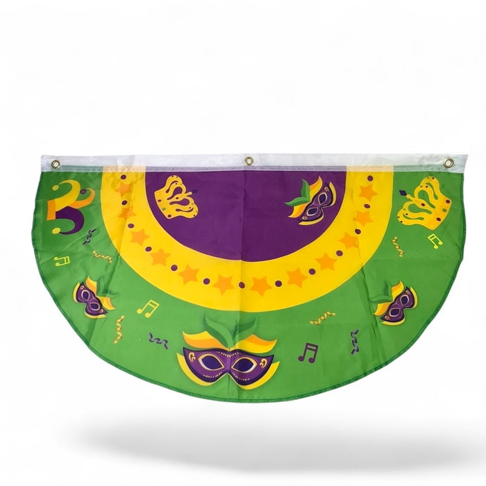 New!! 36"x18" Mardi Gras Bunting w Feather Mask (Fall 2026 shipping)