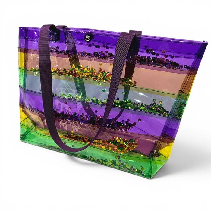 New!! 18"x12" Clear PGG Stripes w Sequins Bag