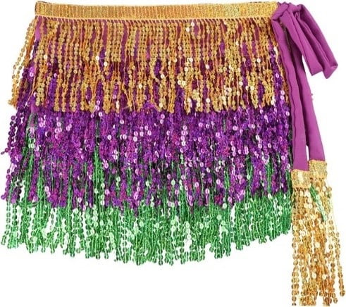 13"L X 72"(INCL TIES) SEQUIN STRING SKIRT