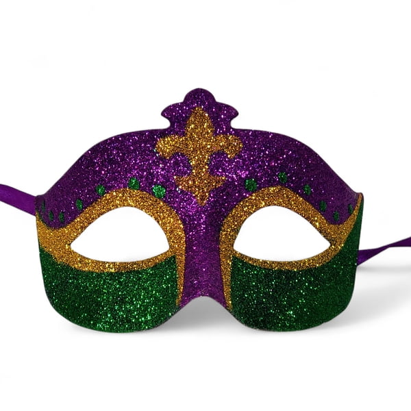 6.5" X 4"PGG ADULT GLITTER MASK W GOLD FDL