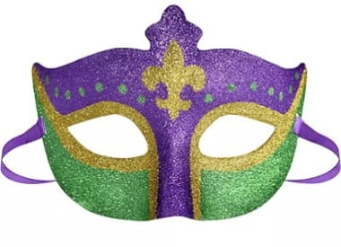 6.5" X 4"PGG ADULT GLITTER MASK W GOLD FDL