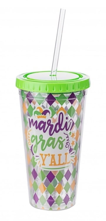 6.25" x 4"D 16OZ INSULATED MARDI GRAS CUP