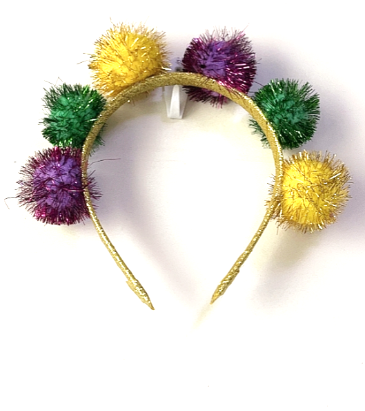 METALLIC POM POM HEADBAND