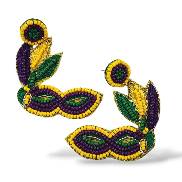 NEW!! 2" Seed Bead Mask Earrings