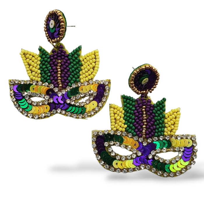 NEW!! 2" Seed Bead Mask Earrings