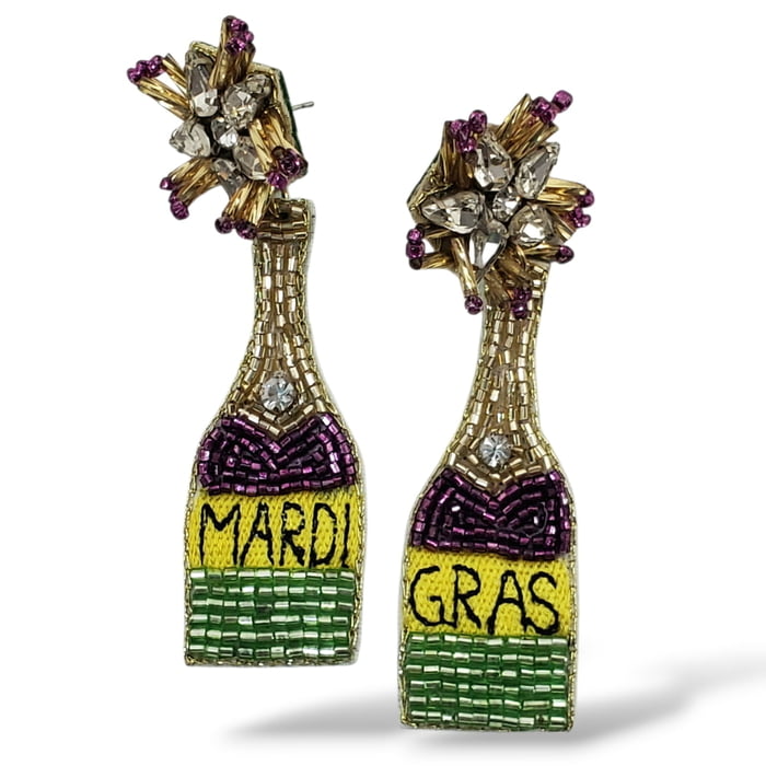 New!! 3" Seed Bead Champagne Earrings