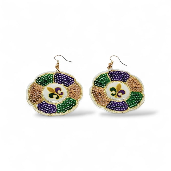 FDL King Cake Earrings 2"