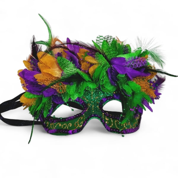 NEW!! Green Mask w Flowers, 7" x 6"