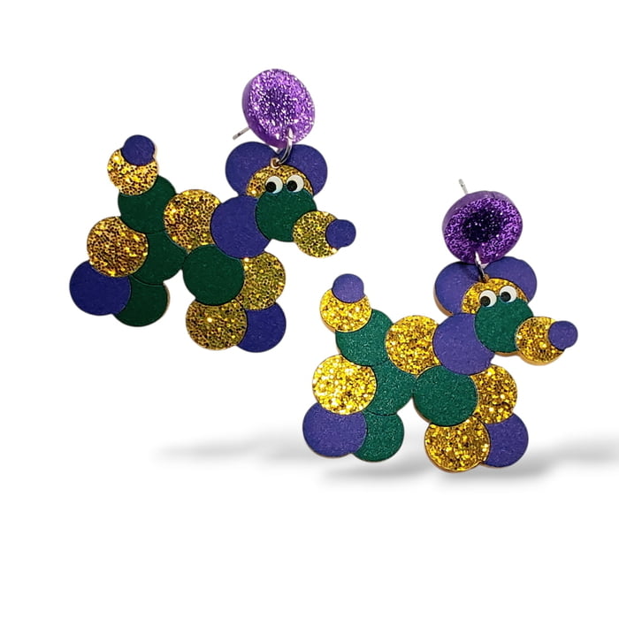 PGG Bead Dog Earrings 1.5" x 1.25"