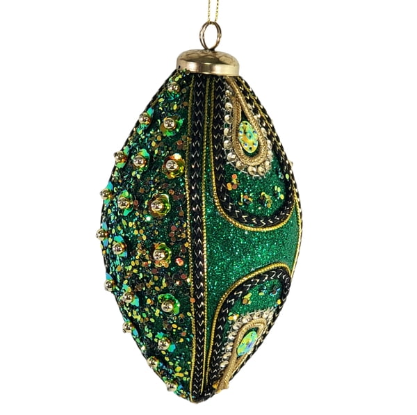 NEW!! Green Oval Sparkle Ornament 4" x 4.75"