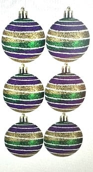 NEW!!! Box of 6 2.5" Striped Ornaments