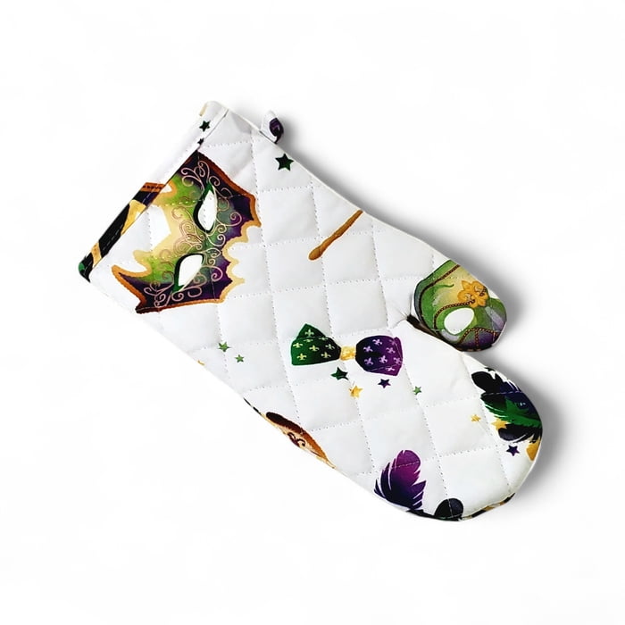 7" x 13" All Things Mardi Gras Oven Mitt