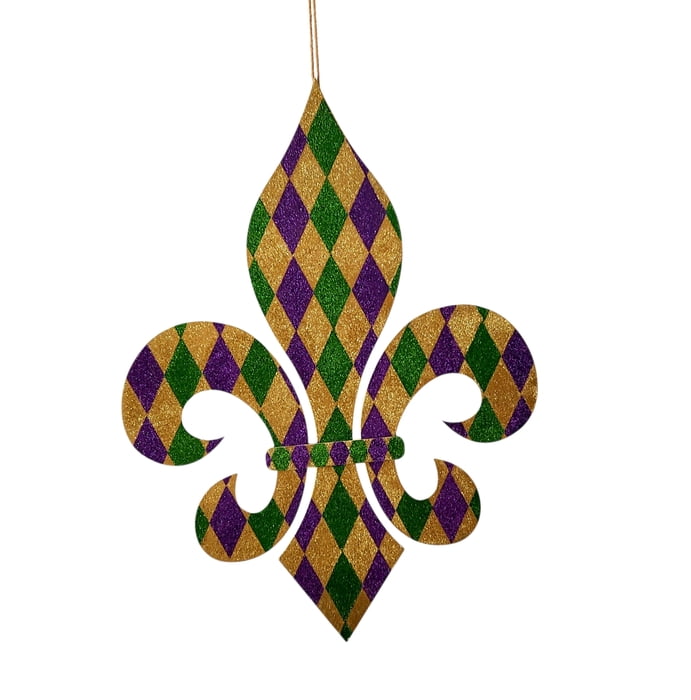 NEW!! 14" X 20" Harlequin Glitter Fleur de Lis Door Hanger