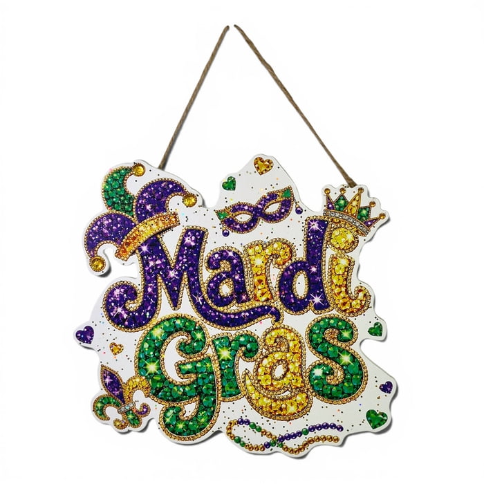 New!! 8"x7.5" Glitter Mardi Gras Ornament