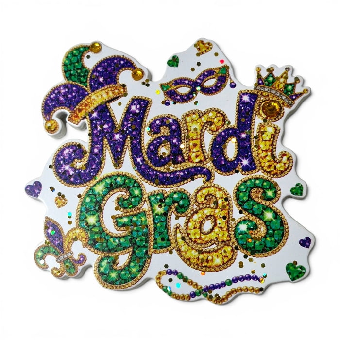 New!! 3" Magnet Glitter Mardi Gras