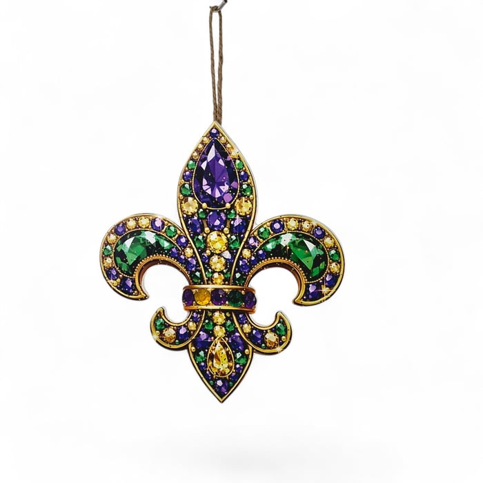 New!! 9"x8" Fleur-de-lis Ornament with String