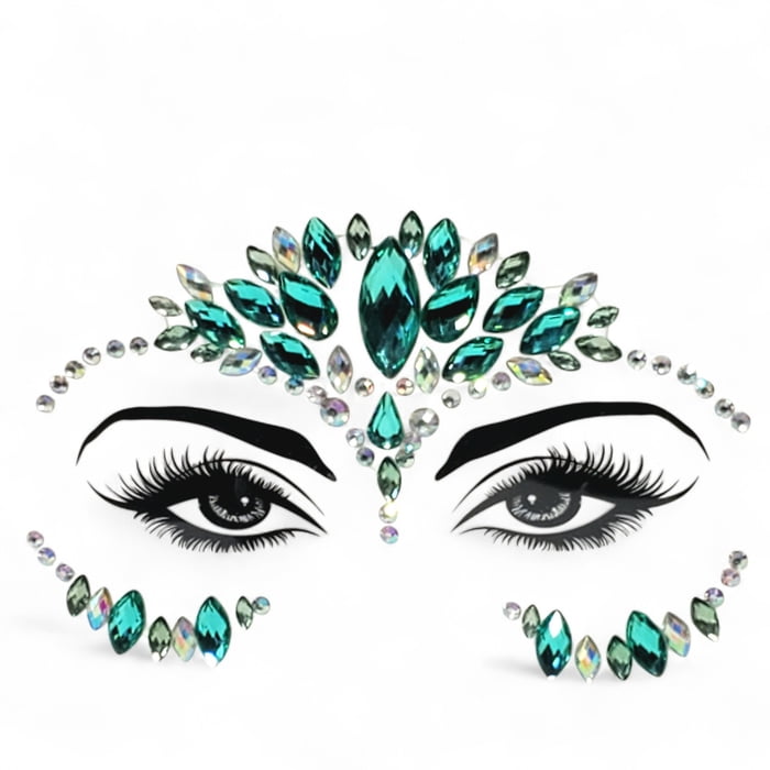 Green Jeweled Face Art