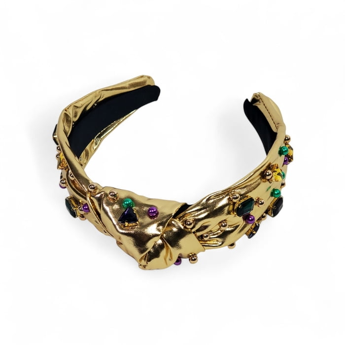 Gold Lame Headband w Beads