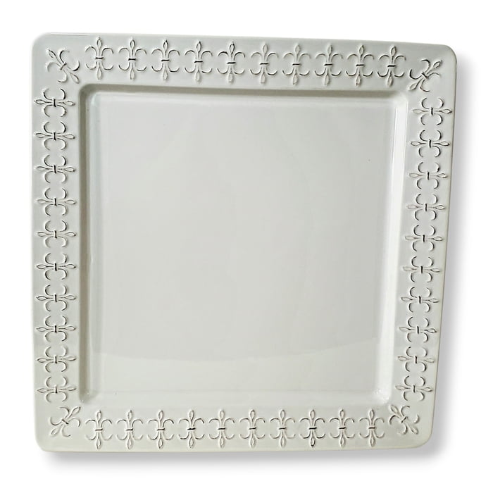 White Fleur de Lis Platter