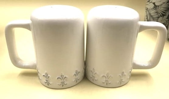 3.5" White Fleur de LIs Salt and Pepper Shaker