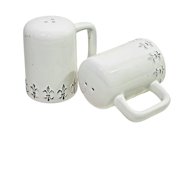 3.5" White Fleur de LIs Salt and Pepper Shaker